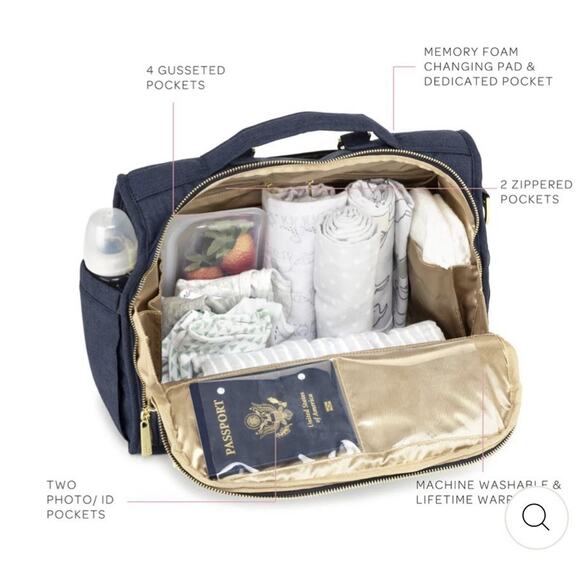 JUJUBE Ju Ju Be BFF INDIGO Gold CHROMATICS BFF Diaper Bag Backpack Handbag New - Picture 4 of 11